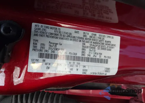 2014 Ford Focus Se from USA, damaged, VIN 1FADP3F25EL416581